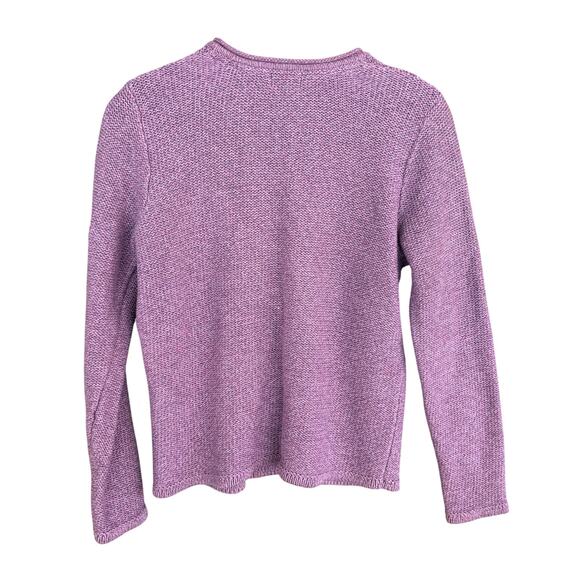 LL Bean Womens Knit Cardigan Sweater M Purple L.L. Bean Seed Stitch Prep - Picture 2 of 4